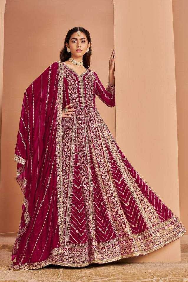 Elegant Faux Georgette Wedding Gown for Timeless Style - MYLUXURY LANE ENTERPRISE